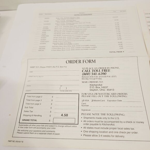 Vtg 1994 KitchenAid Countertop Collection Attachments Accessories Order Form - Picture 5 of 5